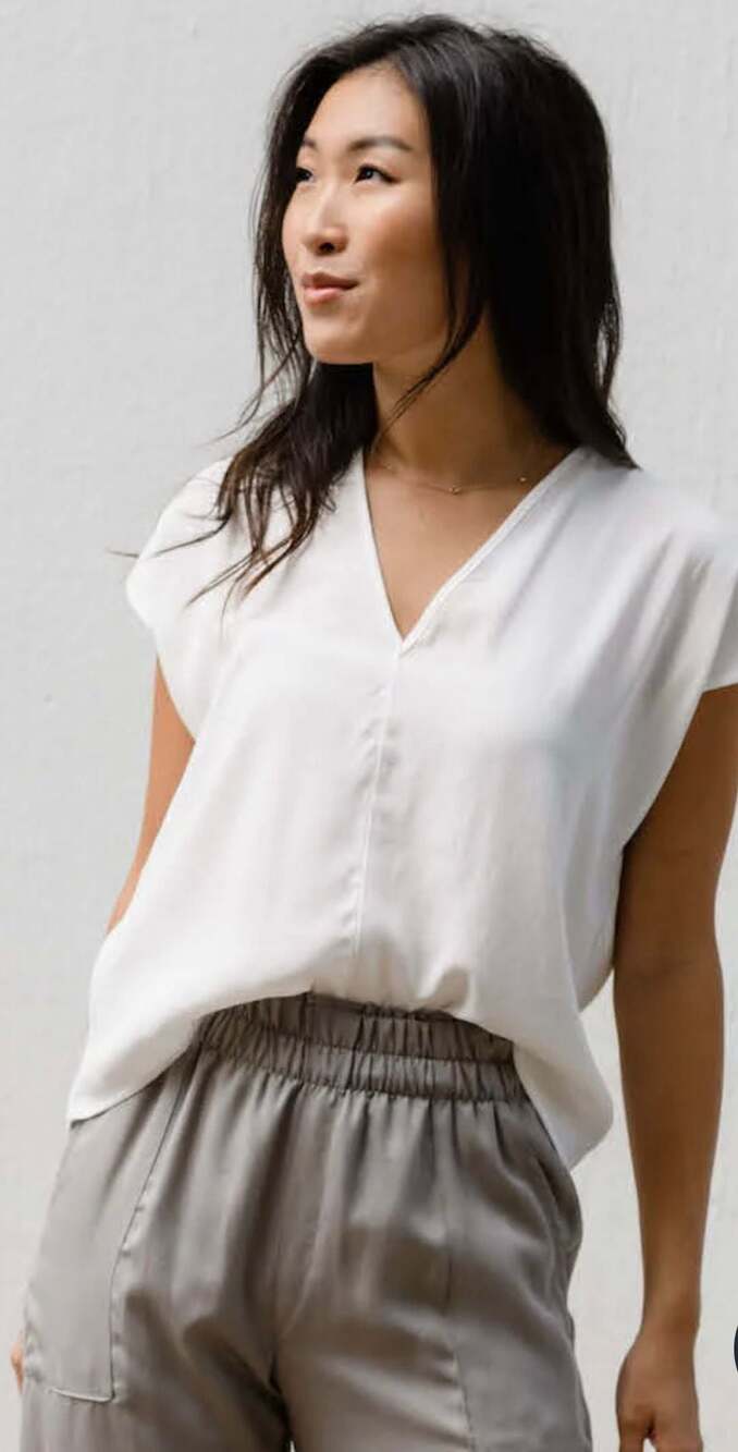 Natalie Busby Box Top in Tencel Viscose - White